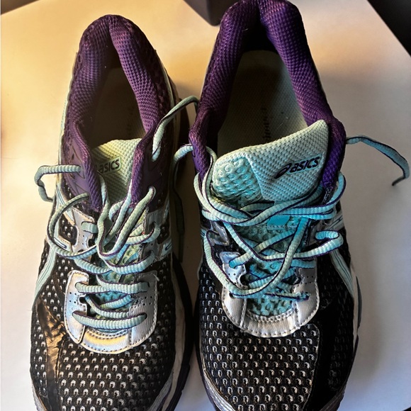 Asics Black and Mint Athletic Shoes - Picture 2 of 6